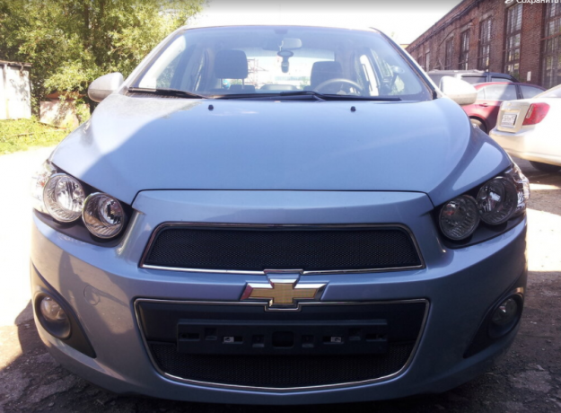Защита радиатора "Standart" Chevrolet Aveo (2011-2015) верх, чёрная купить недорого с доставкой в Ставрополь