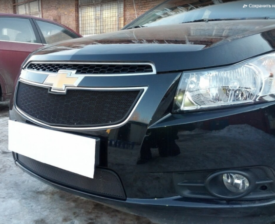 Защита радиатора "Standart" Chevrolet Cruze (2008-2013) верх, чёрная купить недорого с доставкой в Ставрополь