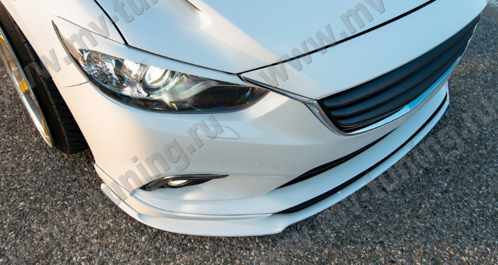 Сплиттер переднего бампера под клыки №2 "Lite Style" для Mazda 6 (2013-н.в.) купить недорого с доставкой в Ставрополь