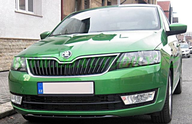 Спойлер переднего бампера (текстурный пластик) для Skoda Rapid (2012-н.в.) купить недорого с доставкой в Ставрополь