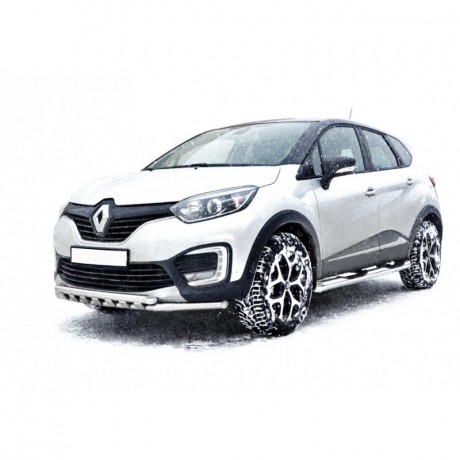 Защита порогов «Труба с проступью» (d76) для Renault Kaptur (2016-н.в.)(Окрашенное) купить недорого с доставкой в Ставрополь