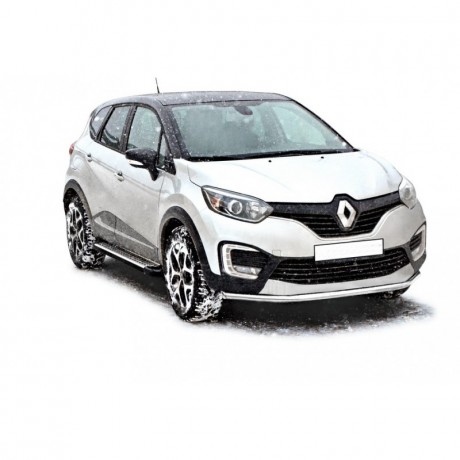 Защита порогов «БУМЕР» алюминиевая с резинкой для Renault Kaptur (2016-н.в.) купить недорого с доставкой в Ставрополь