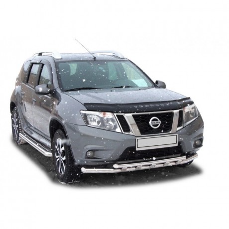 Защита порогов с алюминиевым листом (d63,5) для Nissan Terrano (2014-н.в.)(Окрашенное) купить недорого с доставкой в Ставрополь