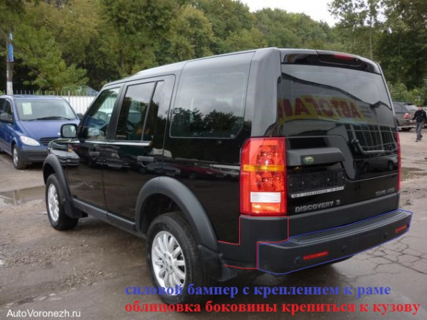 Силовой задний бампер стеклопластиковый на Land Rover Discovery IV купить недорого с доставкой в Ставрополь
